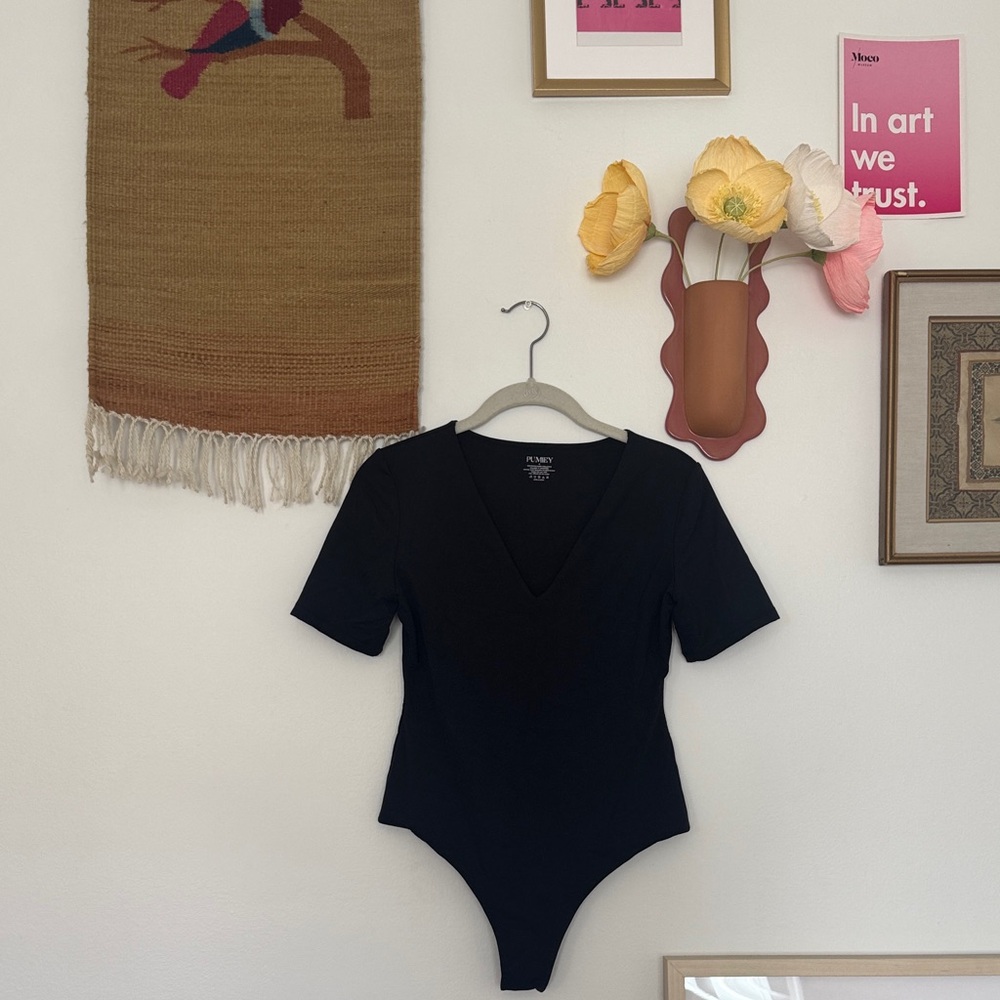 Classic V-Neck Black Bodysuit — Women’s Short Sleeve